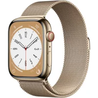 Apple Watch 8 45mm (GPS+LTE) Gold Stainless Steel Case with Gold Milanese Loop